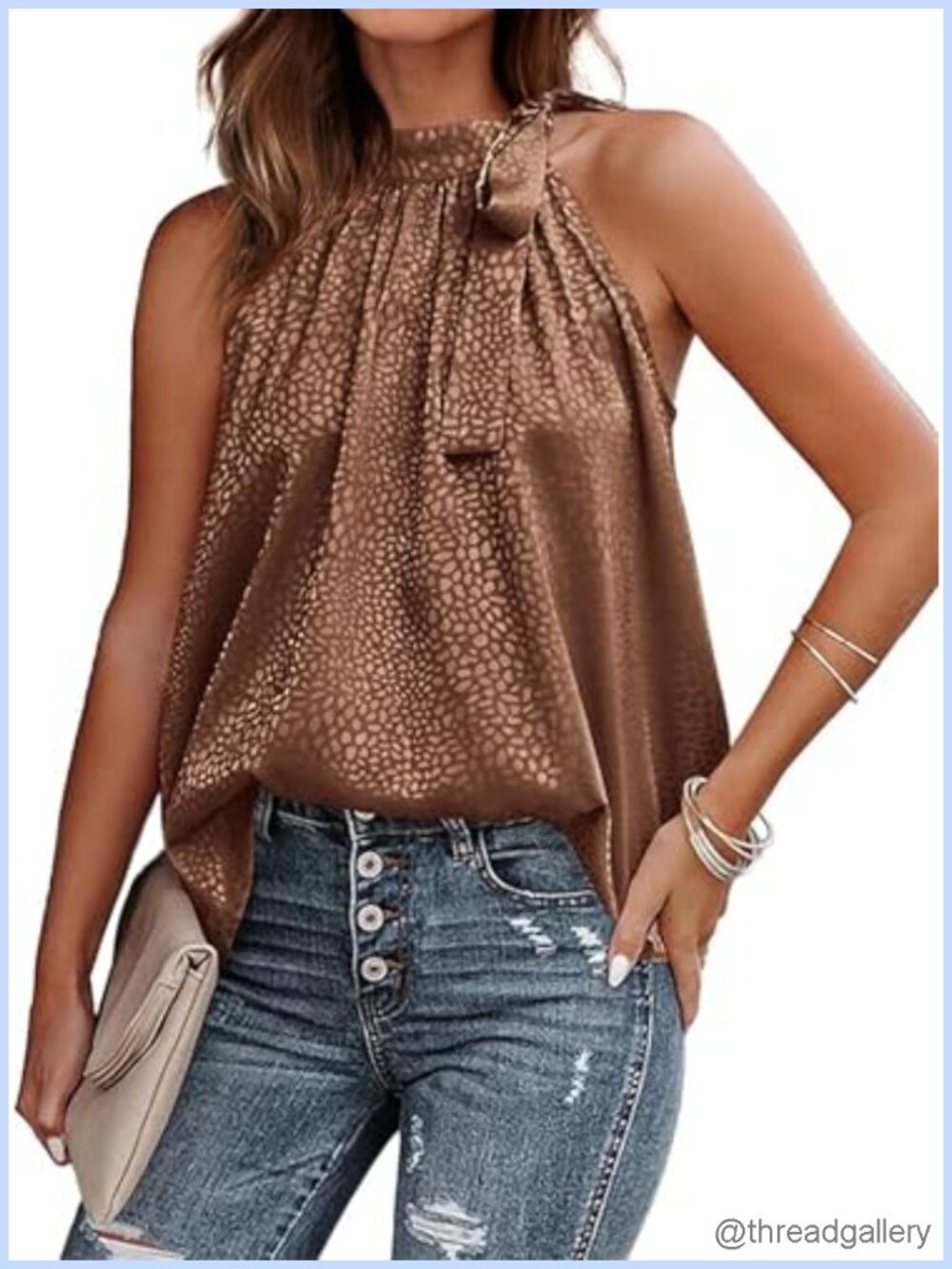 Satin Halter Tank Top Sleeveless Tie Neck Women's Summer Blouse